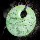 NZ Greenstone Pounamu Disk Pendant Necklace (N424)