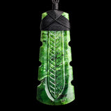 Natural Jade Etched Toki Pendant Necklace (N2158)