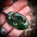 NZ Greenstone / Pounamu Triple Koru Pendant Necklace (N648)