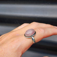 (T) Solid 925 Sterling Silver & Natural Rose Quartz Rustic Handmade Ring