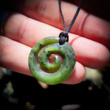 NZ Greenstone / Pounamu Closed Koru Pendant Necklace (N712)