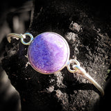 Solid 925 Sterling Silver & Natural Charoite Handmade Cuff Bracelet