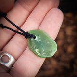 NZ Greenstone Pounamu Natural Freeform Pendant Necklace (N857)