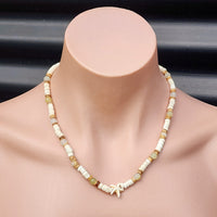 Coconut & Natural Stone Surfer Choker Necklace