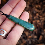 NZ Greenstone Pounamu Drop Pendant Necklace (N847)