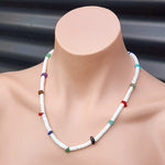 White Coconut & Mixed Gemstone Surfer Choker Necklace