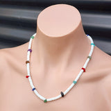 White Coconut & Mixed Gemstone Surfer Choker Necklace