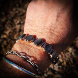 Copper & Natural Obsidian Chain Bracelet