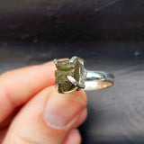 (T) Solid Sterling Silver & Natural Raw Moldavite Handmade Solitaire Ring