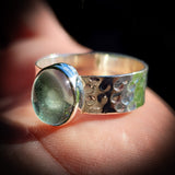 (T) 925 Sterling Silver & Natural Aquamarine Oval Handmade Ring