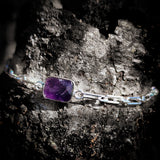 Solid 925 Sterling Silver Natural Amethyst Handmade Chain Bracelet