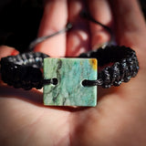 NZ Obay Stone / Polychrome Schist One Off Macrame Bracelet (1A3-838)