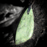 NZ Greenstone Pounamu Free Form Pendant Necklace (N486)