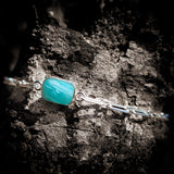 Solid 925 Sterling Silver & Natural Amazonite Rectangle Chain Bracelet