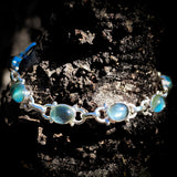 Solid 925 Sterling Silver & Natural Aquamarine Handmade Chain Bracelet