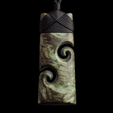 Natural Obay Stone / Polychrome Schist Koru Toki Pendant Necklace (N2148)