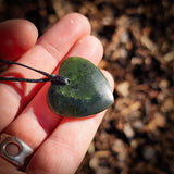 NZ Greenstone Pounamu Heart Pendant Necklace (N918)