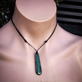 NZ Greenstone Pounamu Drop Pendant Necklace (N847)