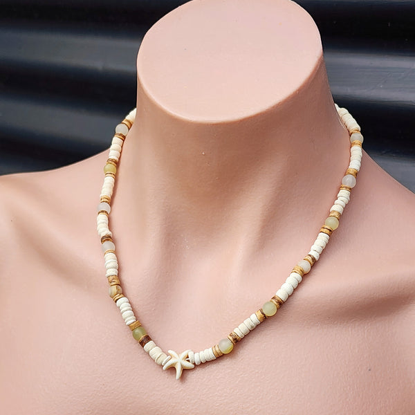 Coconut & Natural Stone Surfer Choker Necklace
