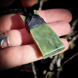 NZ Greenstone Pounamu Toki Pendant Necklace (N744)
