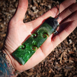 Natural Jade Quad Koru Toki Pendant Necklace (N2118)