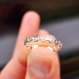 (Q) Solid 925 Sterling Silver & Mixed CZ Eternity Ring