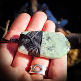 NZ Greenstone Pounamu Rounded Toki Pendant Necklace (N791)