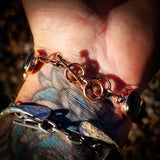 Copper & Natural Obsidian Chain Bracelet