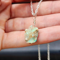 Solid Sterling Silver & Natural Raw Ethiopian Opal Handmade Necklace