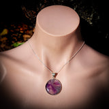 Solid 925 Sterling Silver & Natural Amethyst Round Pendant Necklace