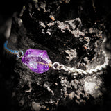 Solid 925 Sterling Silver & Raw Natural Amethyst Chain Bracelet