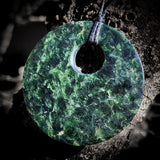 NZ Greenstone Pounamu Disk Pendant Necklace (N419)