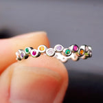 (Q) Solid 925 Sterling Silver & Mixed CZ Eternity Ring