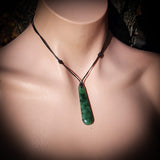 NZ Greenstone / Pounamu Drop Pendant Necklace (N792)
