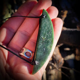NZ Greenstone Pounamu Plate Pendant Necklace (N818)