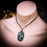 NZ Greenstone / Pounamu Triple Koru Pendant Necklace (N648)