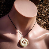 CLEARANCE Etched Koru Bone Carving Pendant Necklace