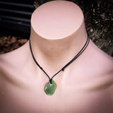 NZ Greenstone Pounamu Natural Freeform Pendant Necklace (N857)