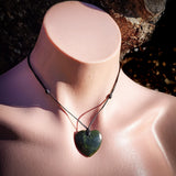 NZ Greenstone Pounamu Heart Pendant Necklace (N918)