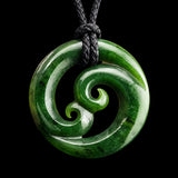 Natural Jade Double Koru Pendant Necklace (N2211)