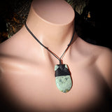 NZ Greenstone Pounamu Rounded Toki Pendant Necklace (N791)