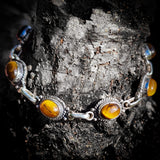 Solid 925 Sterling Silver & Natural Tigers Eye Handmade Chain Bracelet