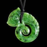 Natural Jade Lizard Koru Pendant Necklace (N1193)