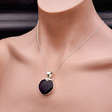 Solid Sterling Silver & Natural Amethyst Handmade Heart Necklace