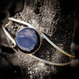 Solid 925 Sterling Silver & Natural Black Onyx Handmade Cuff Bracelet