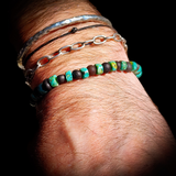 Raw Cherry Amber & Natural Turquoise Elastic Bracelet