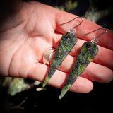 NZ Greenstone Pounamu Hanging Hook Earrings (N623)