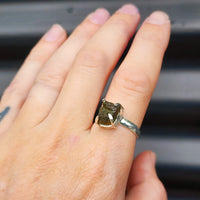 (T) Solid Sterling Silver & Natural Raw Moldavite Handmade Solitaire Ring