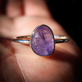 (R) Solid 925 Sterling Silver & Natural Tanzanite Irregular Shaped Handmade Ring