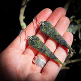 NZ Greenstone Pounamu Hanging Hook Earrings (N623)